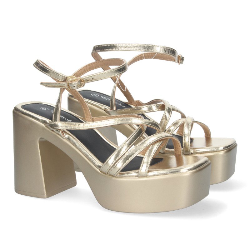 Sandalias de tacón y plataforma de vestir para mujer color negro 045