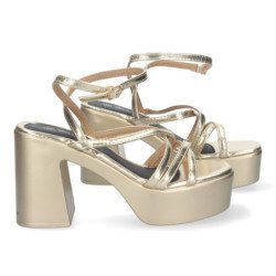 Sandalias de tacón y plataforma de vestir para mujer color negro 045