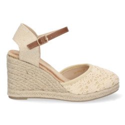 Sandalia de cuña mujer color beige