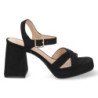 Sandalias fiesta tacón ancho y pala cruzada mujer negro
