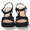 Sandalias fiesta tacón ancho y pala cruzada mujer negro