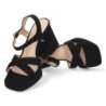 Sandalias fiesta tacón ancho y pala cruzada mujer negro