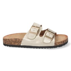 Sandalias planas dorada mujer planta bio 1AY-1056