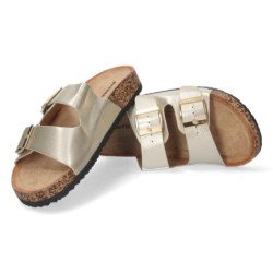 Sandalias planas dorada mujer planta bio 1AY-1056