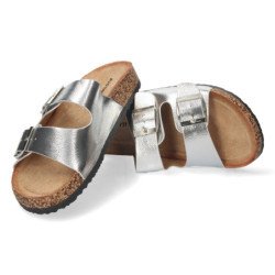 Sandalias planas dorada mujer planta bio 1AY-1056
