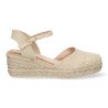Sandalia de cuña baja en yute mujer color amarillo textura