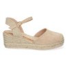 Sandalia de cuña baja en yute mujer color amarillo textura