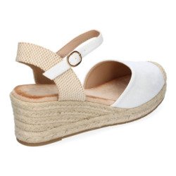 Sandalia de cuña baja en yute mujer color amarillo textura