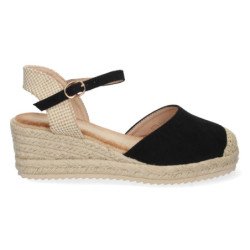 Sandalia de cuña baja en yute mujer color amarillo textura