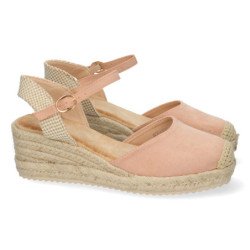 Sandalia de cuña baja en yute mujer color amarillo textura