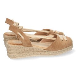 Sandalias de cuña mujer color apricot