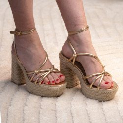 Sandalias de tacón y plataforma en yute para mujer CF-5080