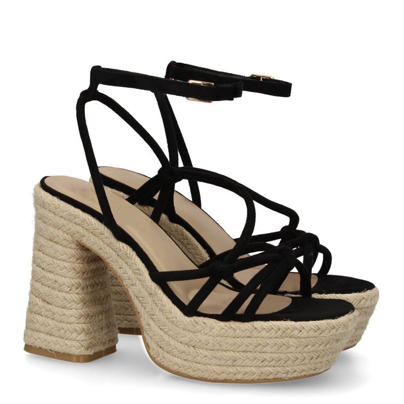 Sandalias de tacón y plataforma en yute para mujer CF-5080