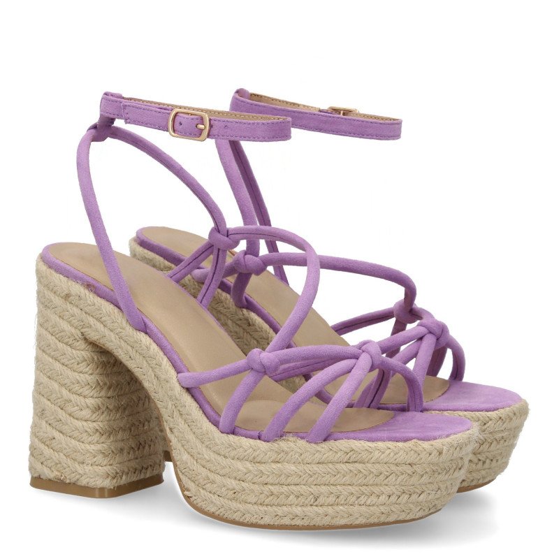 Sandalias de tacón y plataforma en yute para mujer CF-5080