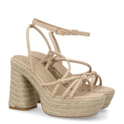 Sandalias de tacón y plataforma en yute para mujer CF-5080
