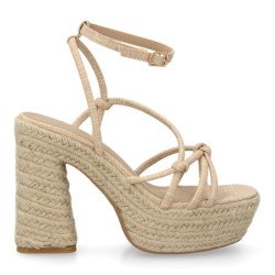 Sandalias de tacón y plataforma en yute para mujer CF-5080