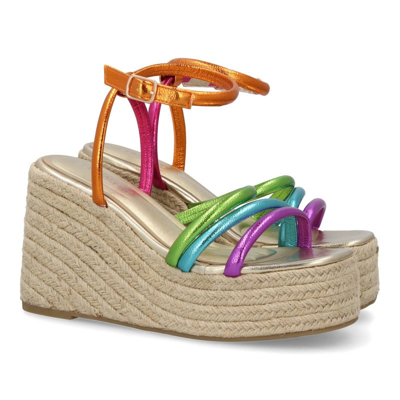 Sandalias de plataforma en yute tiras para mujer JC-3225