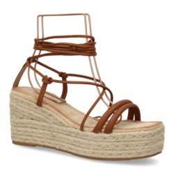 Sandalias de plataforma en yute tiras para mujer JNS336