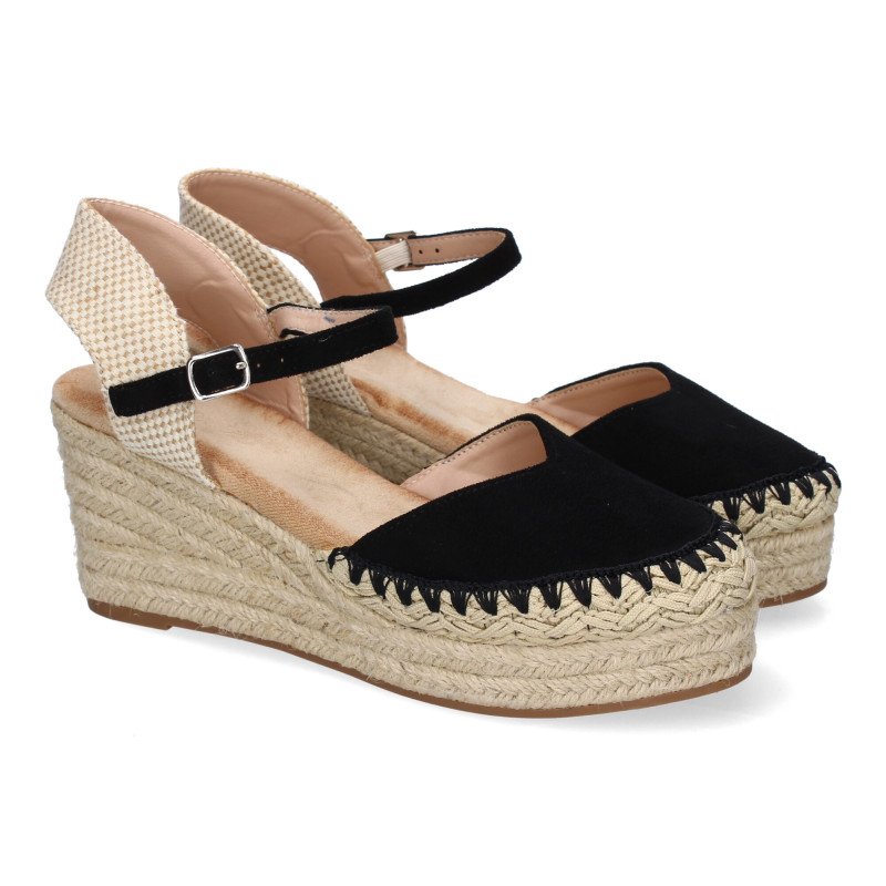 Sandalias de cuña media en yute para mujer color beige 5Q92