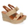 Sandalias de cuña y plataforma en yute hebilla para mujer color beige F230-18