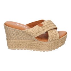 Sandalias de cuña y plataforma en yute para mujer color beige F230-19