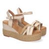 Sandalias de cuña y plataforma en yute hebilla para mujer color beige F260-14