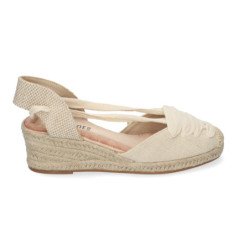 Sandalias de cuña cómoda en yute para mujer color apricot FZ22-26