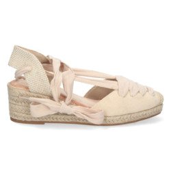 Sandalias de cuña cómoda en yute para mujer color apricot FZ22-26
