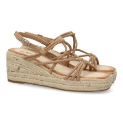 Sandalias de cuña en yute tiras color beige JNS333