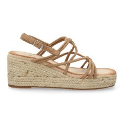 Sandalias de cuña en yute tiras color beige JNS333