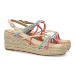 Sandalias de cuña en yute tiras color beige JNS333