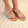 Sandalias de cuña en yute tiras color beige JNS333