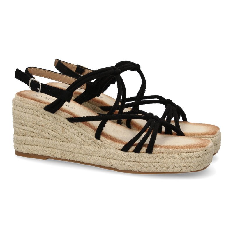 Sandalias de cuña en yute tiras color beige JNS333
