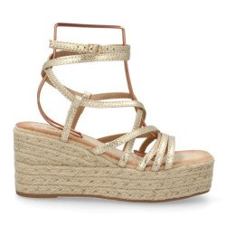 Sanddalias de cuña en yute con tiras colores para mujer