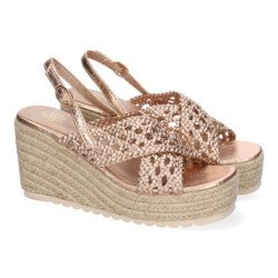 Cuñas forradas en yute trenzada para mujer champán KK-1000