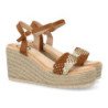 Sandalias de cuña en yute hebilla para mujer color beige KK-1007