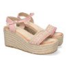 Sandalias de cuña y plataforma en yute para mujer color azul LL-03