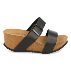 Sandalias de cuña bio con pala fina mujer color beige M-08