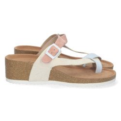 Sandalias tipo esclavas de cuña bio para mujer color beige M-227C