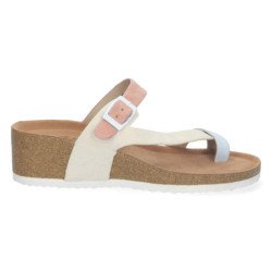 Sandalias tipo esclavas de cuña bio para mujer color beige M-227C