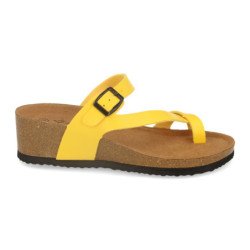 Sandalias de cuña bio tipo esclava mujer color amarillo M-28