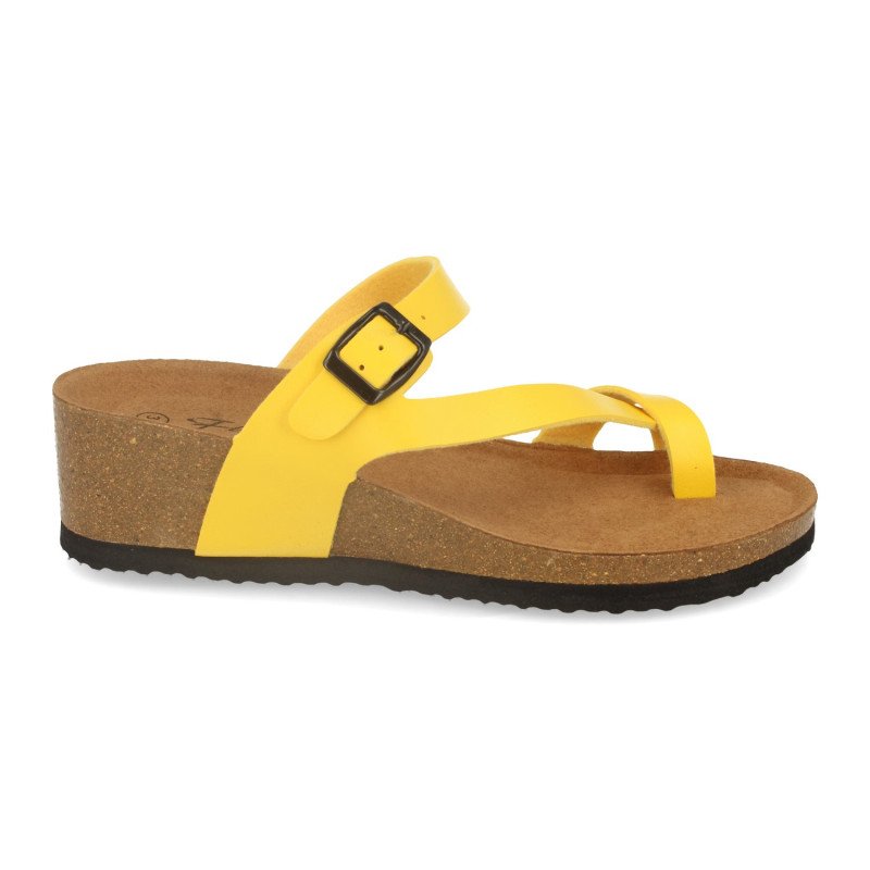 Sandalias de cuña bio tipo esclava mujer color amarillo M-28
