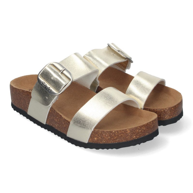 Sandalias planas material bio comoda mujer color beige M-282
