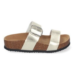 Sandalias planas material bio comoda mujer color beige M-282
