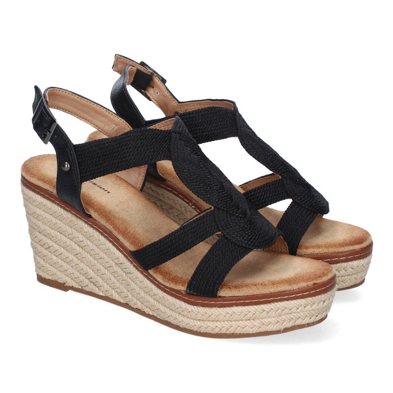 Sandalias de cuña media en yute para mujer color champan TF5326 Sandalias de cuña media en yute para mujer color champan TF5326