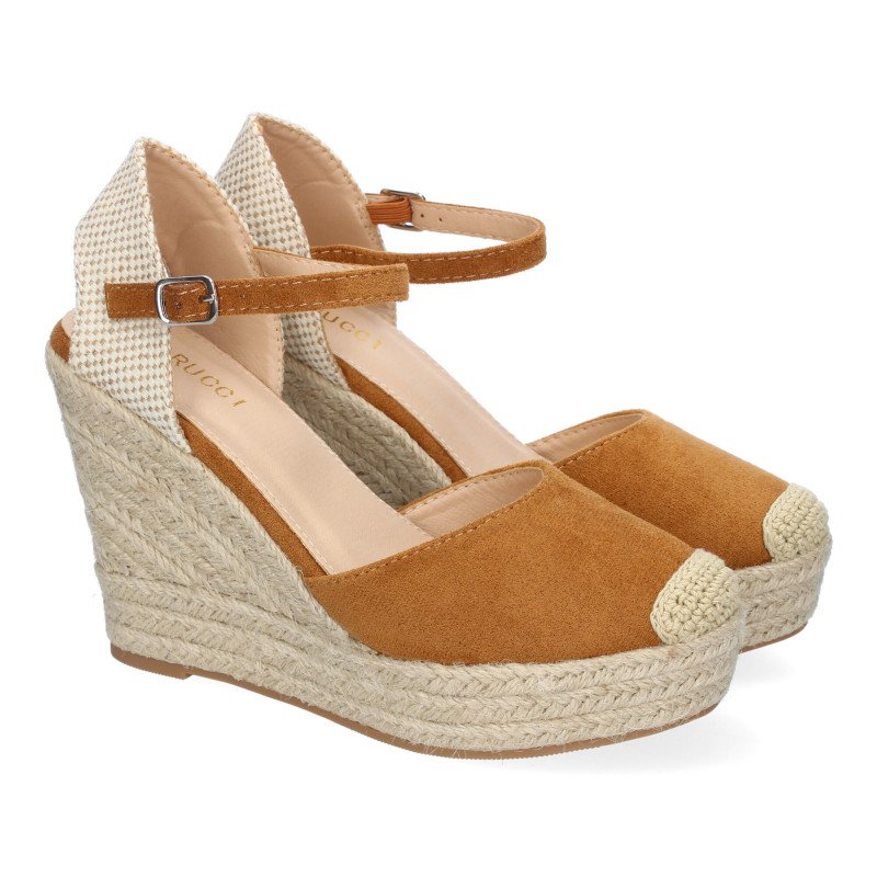 Sandalias de cuña cómoda en yute para mujer color beige VR5-1515