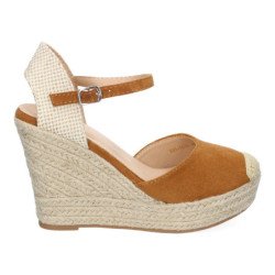 Sandalias de cuña cómoda en yute para mujer color beige VR5-1515