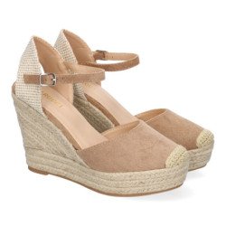 Sandalias de cuña cómoda en yute para mujer color beige VR5-1515