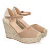 Sandalias de cuña cómoda en yute para mujer color beige VR5-1515