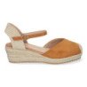 Sandalias de cuña baja en yute cierre hebilla para mujer color cuero VRA-693